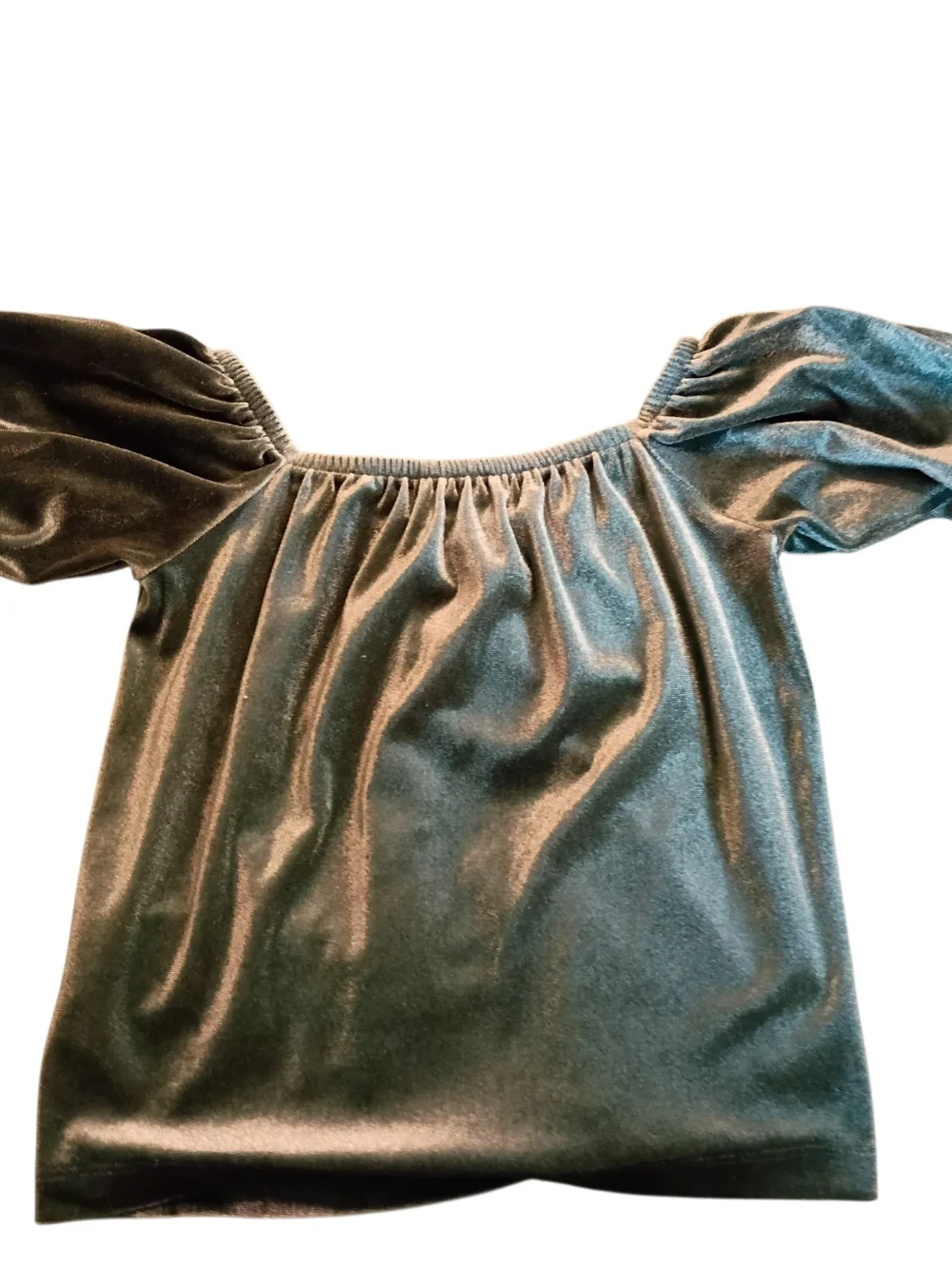 EUC 2/$10 Old Navy Velvet Crop Top in Deep Green Size 6-7 Shimmer